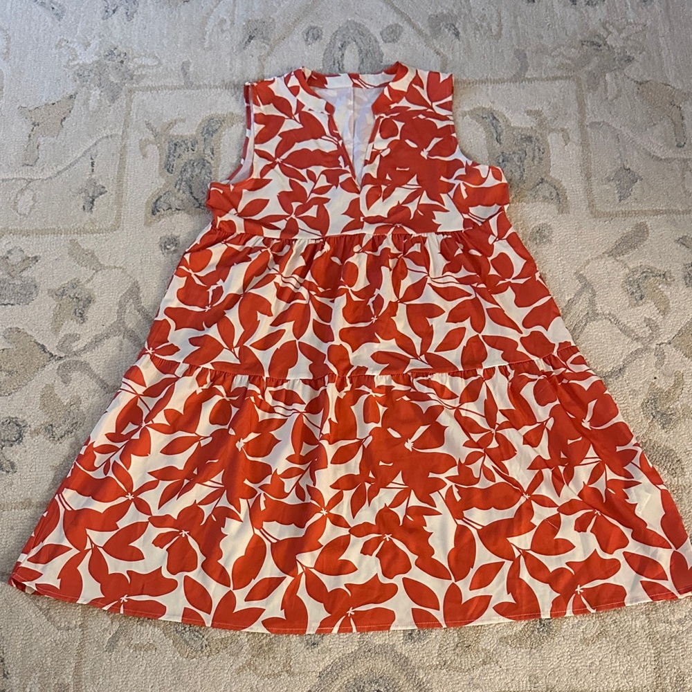 Stylish orange leaf tiered woman’s dress
